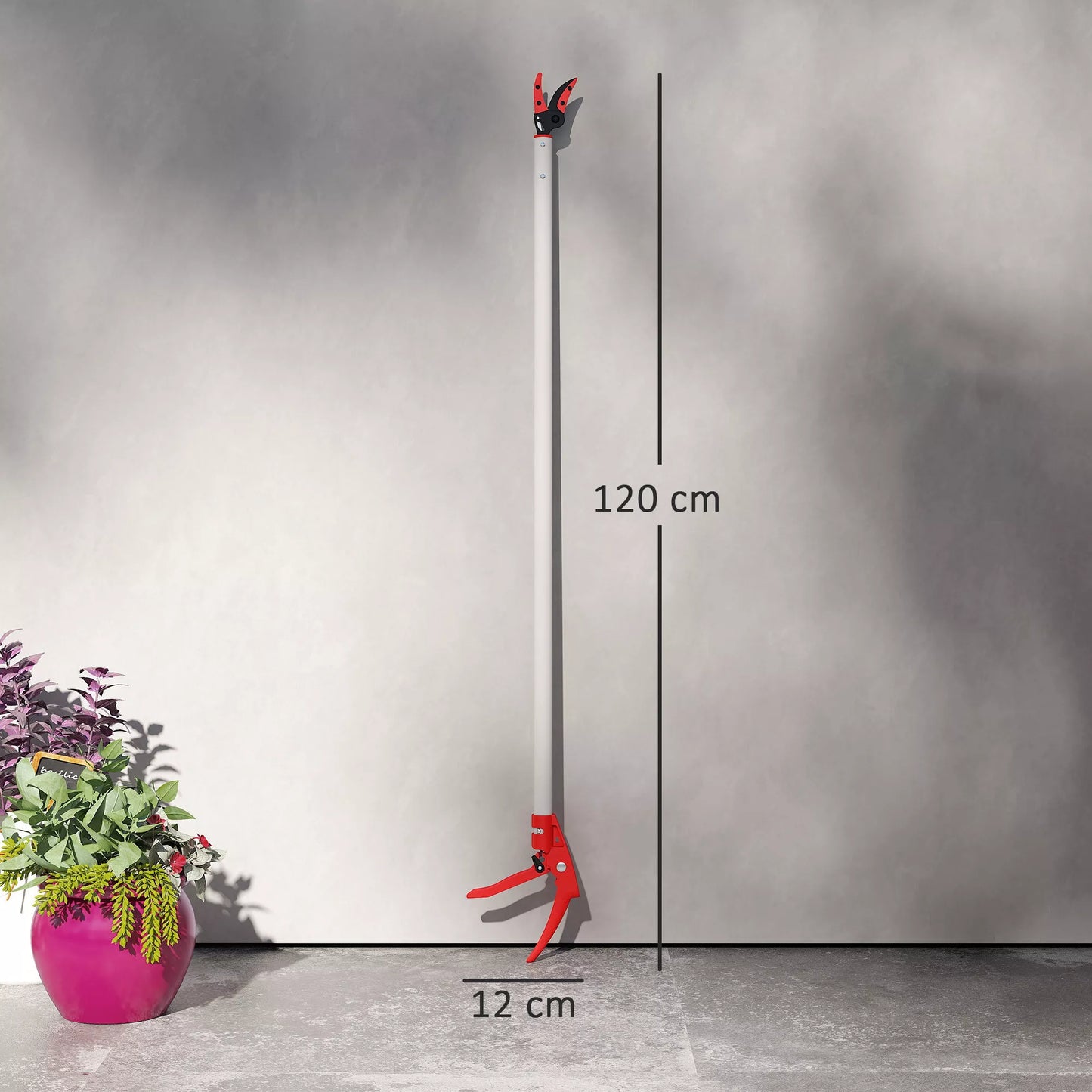 1,2 m genėjimo žirklės, sodo žirklės, sodo pjaustyklės su aliuminio rankena, ilgos rankenos sodo žirklės, raudonos