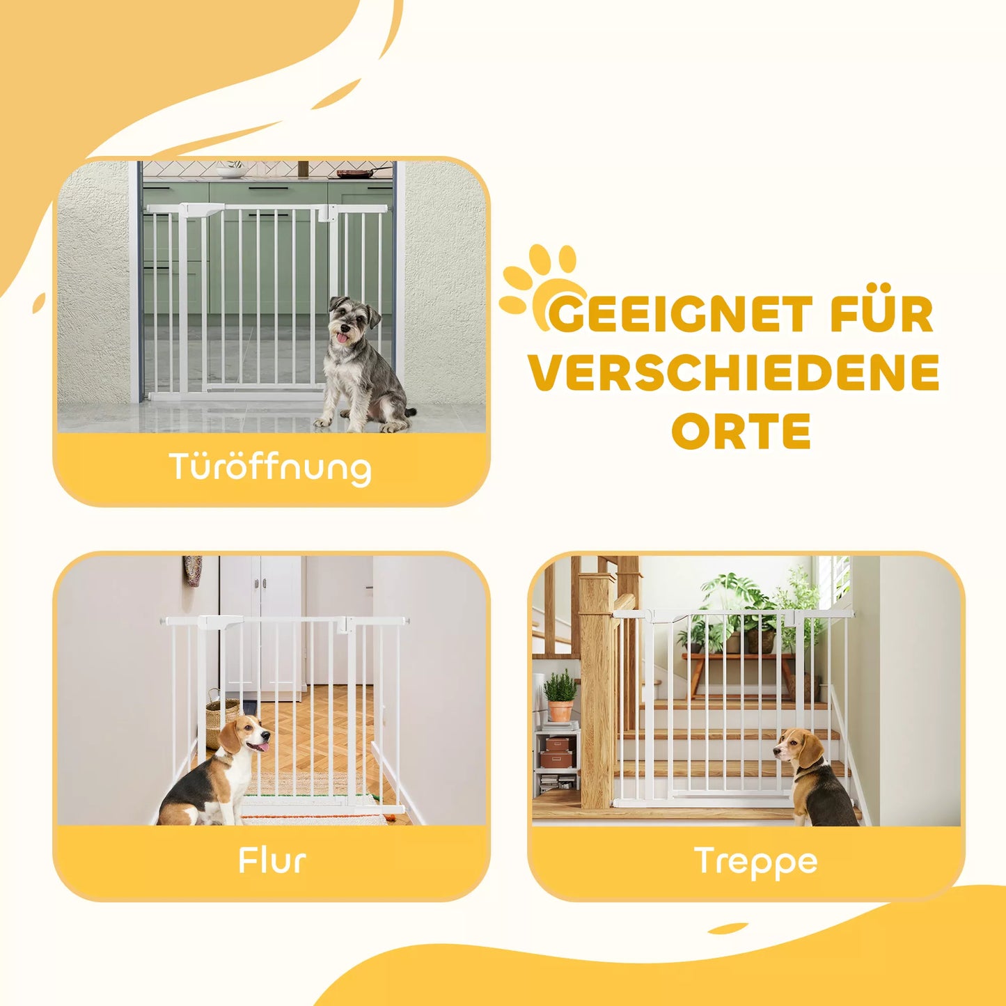 Apsauginiai varteliai, užtvaras be gręžimo su automatiniu užsidarymu, plienas ir plastikas, 76-103x76 cm, balta