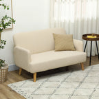 Kreminė balta dvivietė sofa kambaryje
