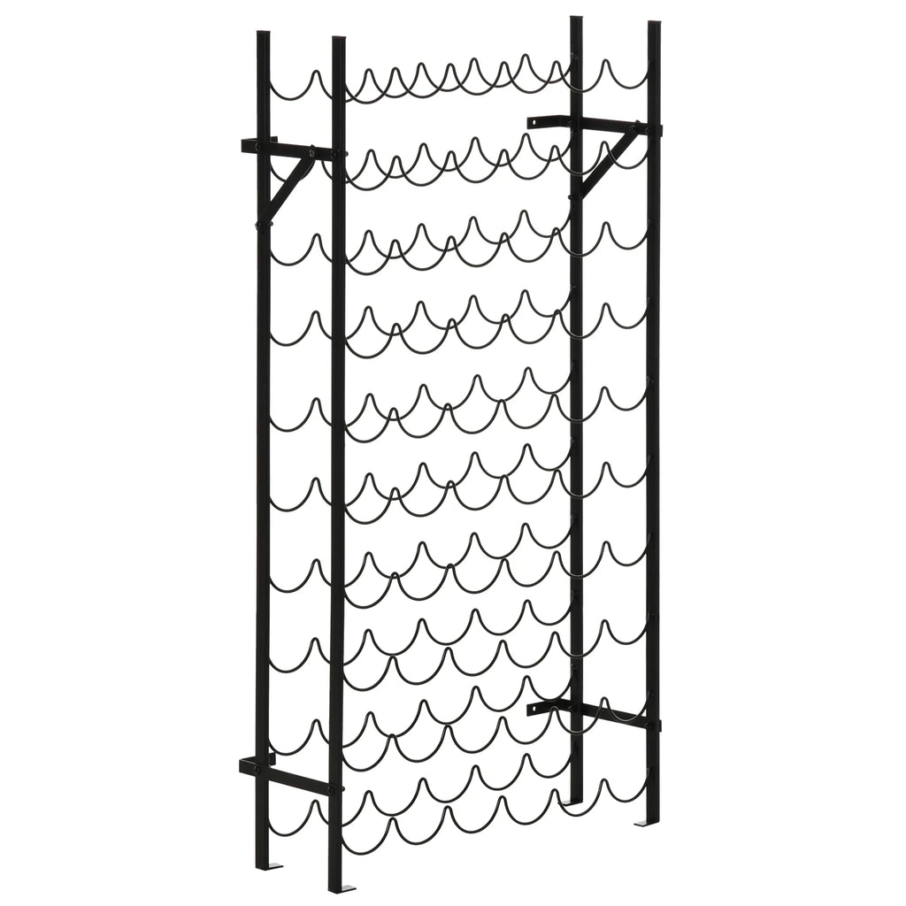Vyno stovas metalinis 60 butelių 64,5 × 5,5 × 120,5 cm juodas
