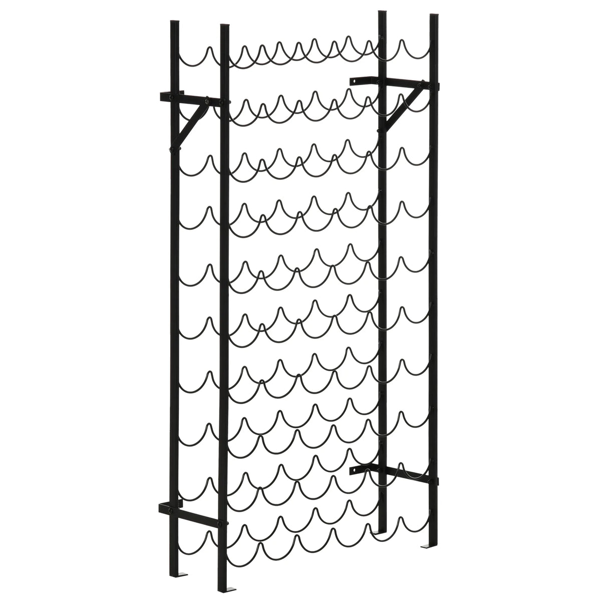 Vyno stovas metalinis 60 butelių 64,5 × 5,5 × 120,5 cm juodas