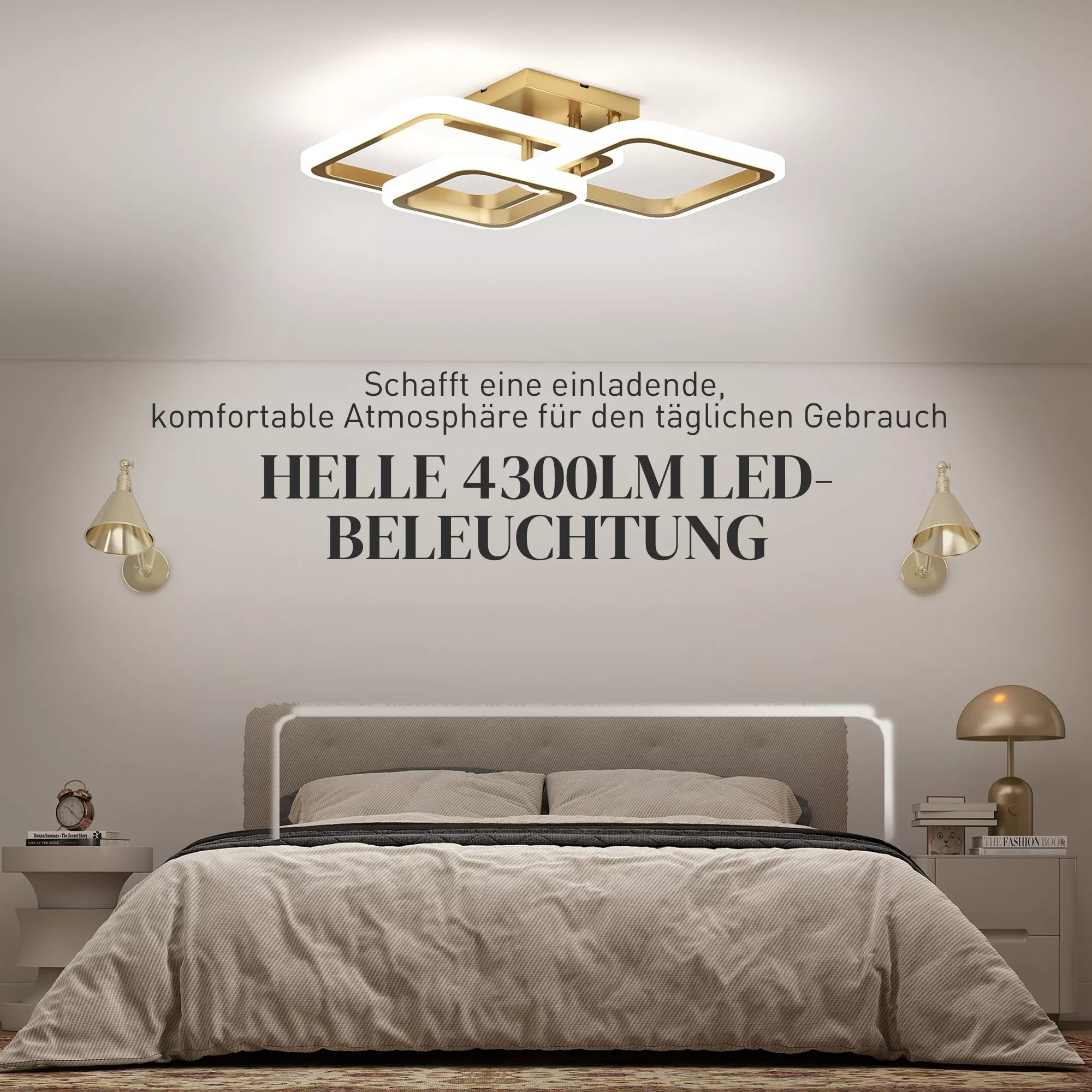 Sieninis šviestuvas LED 40W 4300LM 3500K/4500K/6000K Sieninis šviestuvas Trikampis svetainės šviestuvas, 48 x 46 x 13 cm, auksinis