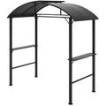 Grill paviljonas, 2 šoninės lentynos, kabliai, plieninis rėmas, 1,1 x 2,3 m, tamsiai pilkos spalvos