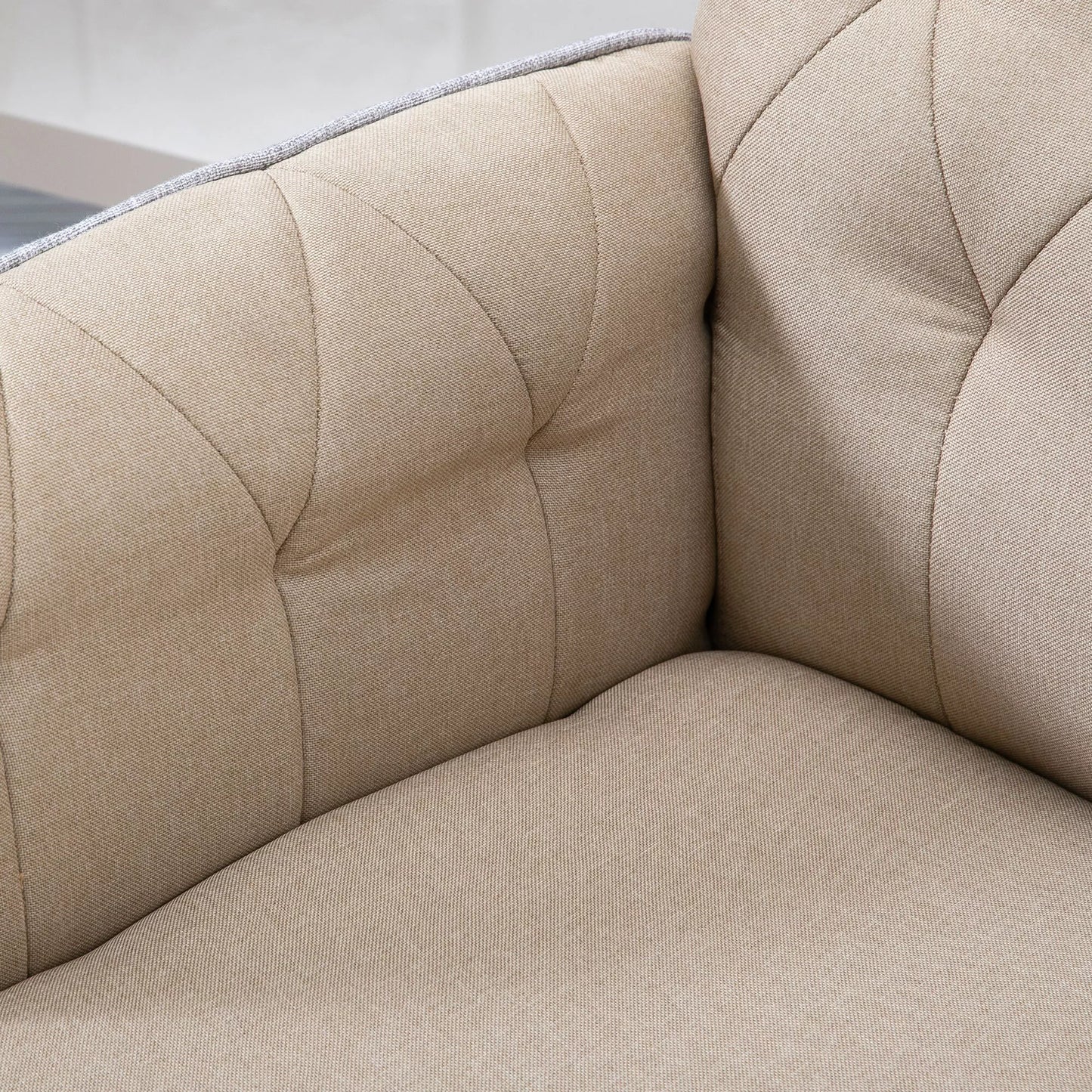 Biuro kėdė su svyravimo funkcija, pasukama kėdė, namų biuro kėdė, reguliuojamo aukščio rašomojo stalo kėdė, kompiuterio kėdė, darbo kėdė su porankiais, 360° besisukančiais ratukais, putplastis, smėlio spalvos, 66 x 69 x 89,5-97 cm