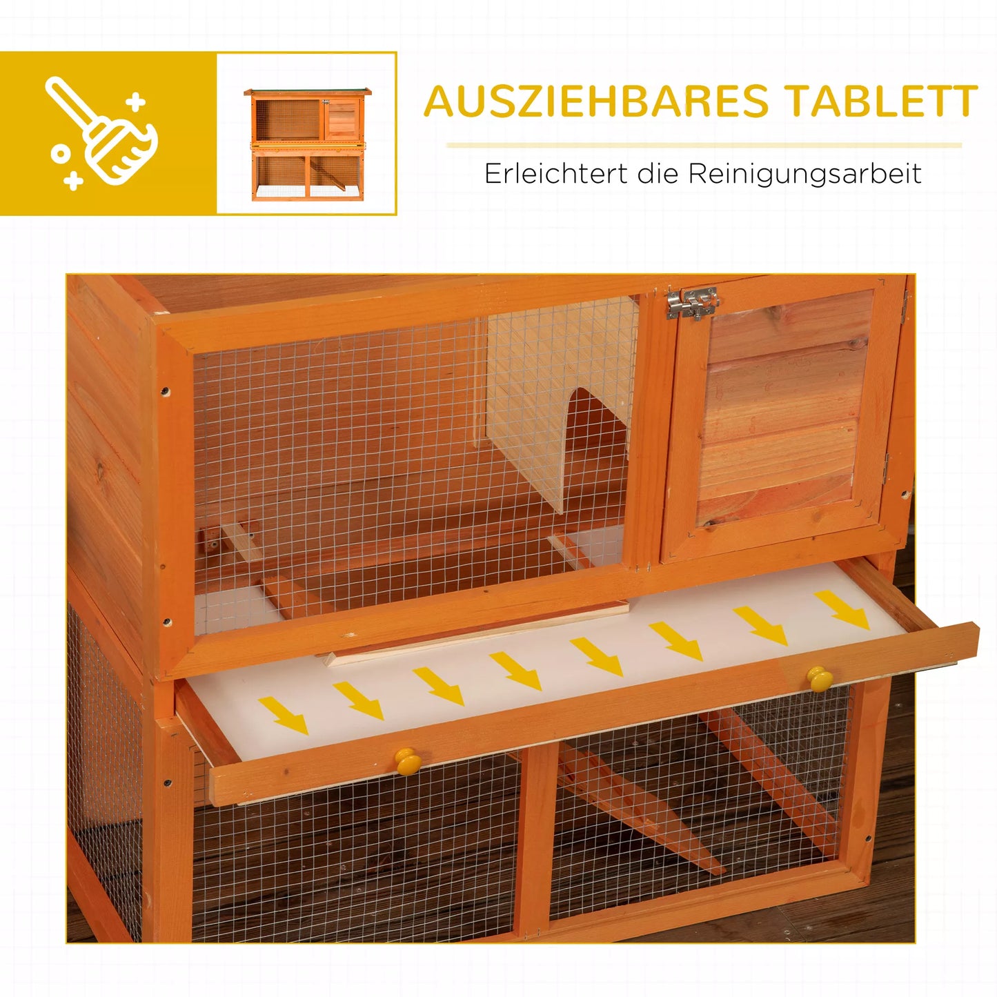 Mažų gyvūnų narvas, 2 lygiai, atsparus oro sąlygoms, pušies mediena, natūralus + žalias