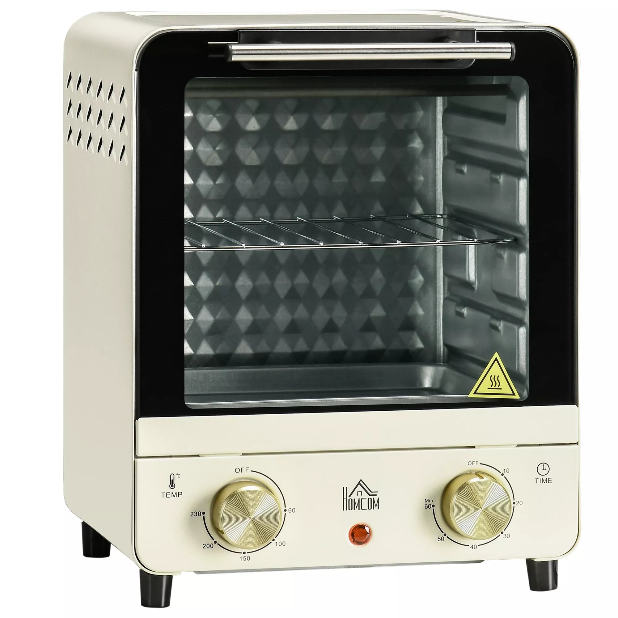 Mini orkaitė, 15 l talpa, aukščio reguliuojama kepimo skarda ir grotelės, 1000 W, kreminė balta spalva