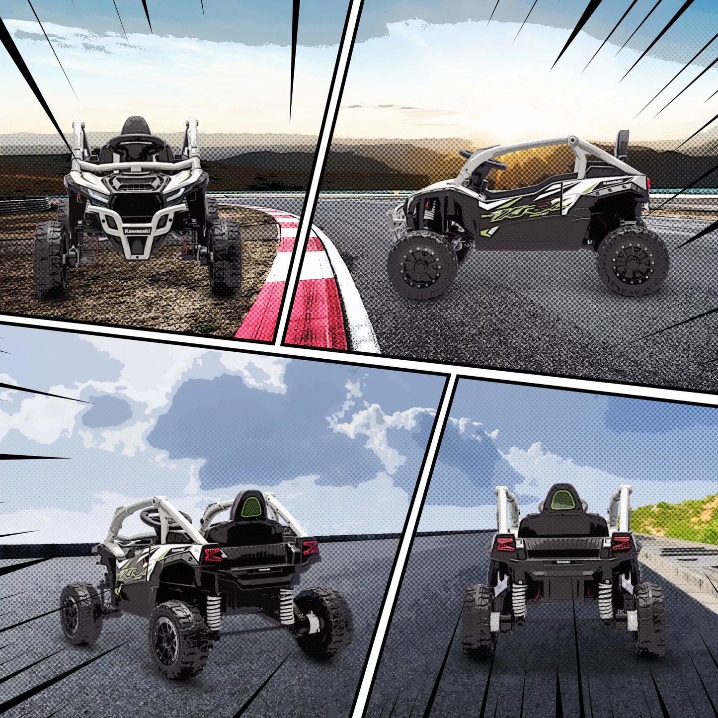 12V elektrinis visureigis vaikams, su nuotolinio valdymo pulteliu, LED žibintais, muzika, garsiniu signalu, skirtas vaikams nuo 3 iki 8 metų, pilkos spalvos.