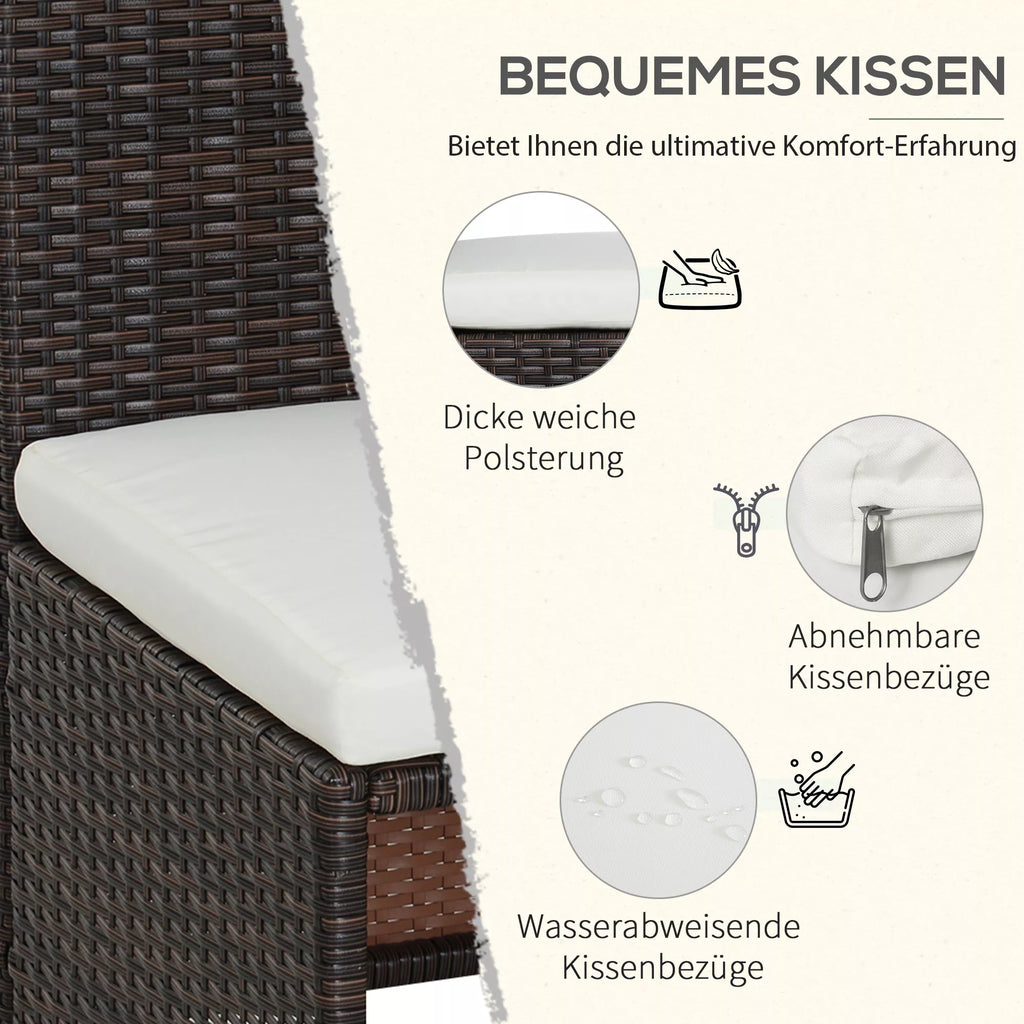 Lauko baldų komplektas 4 asmenims, rudas