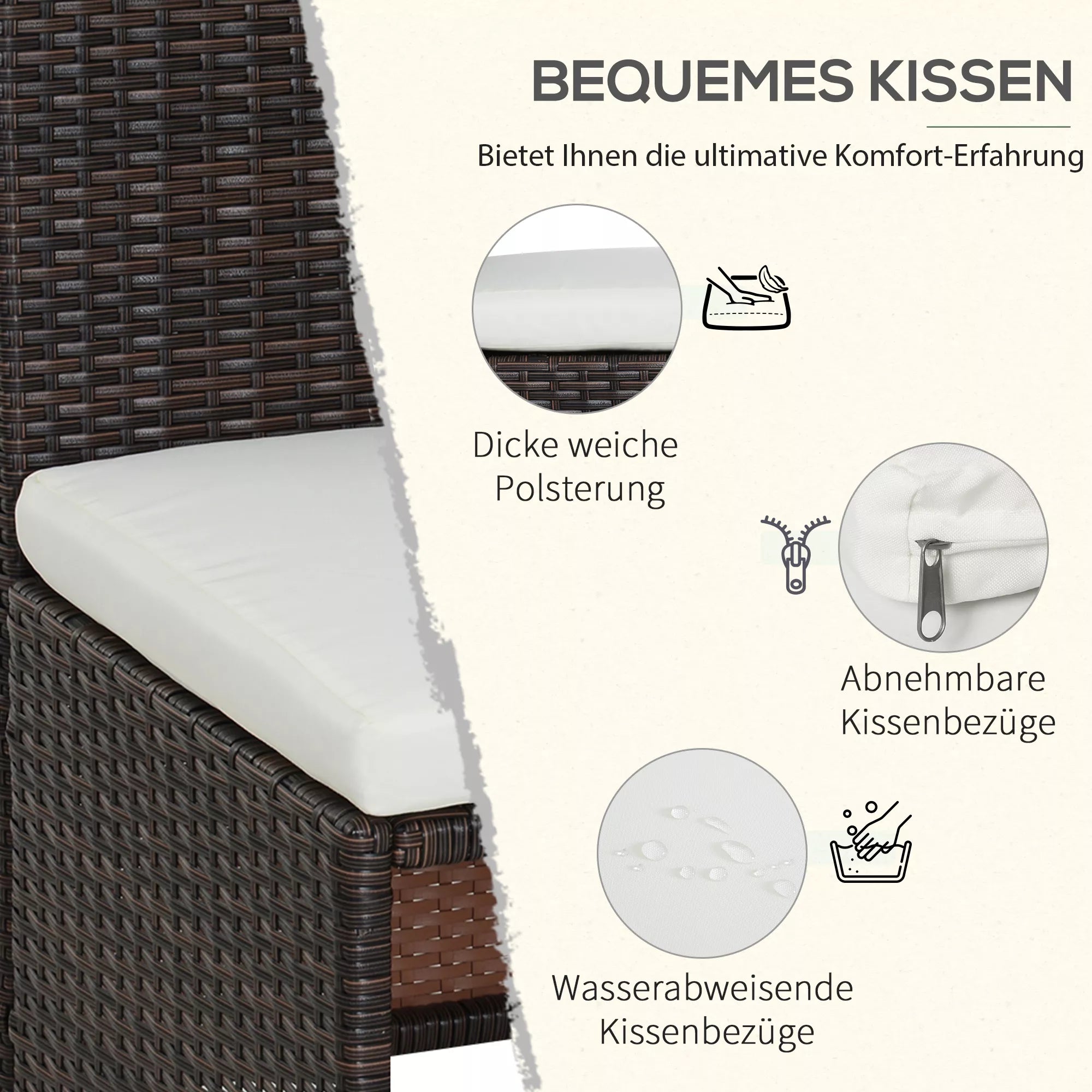 Lauko baldų komplektas 4 asmenims, rudas