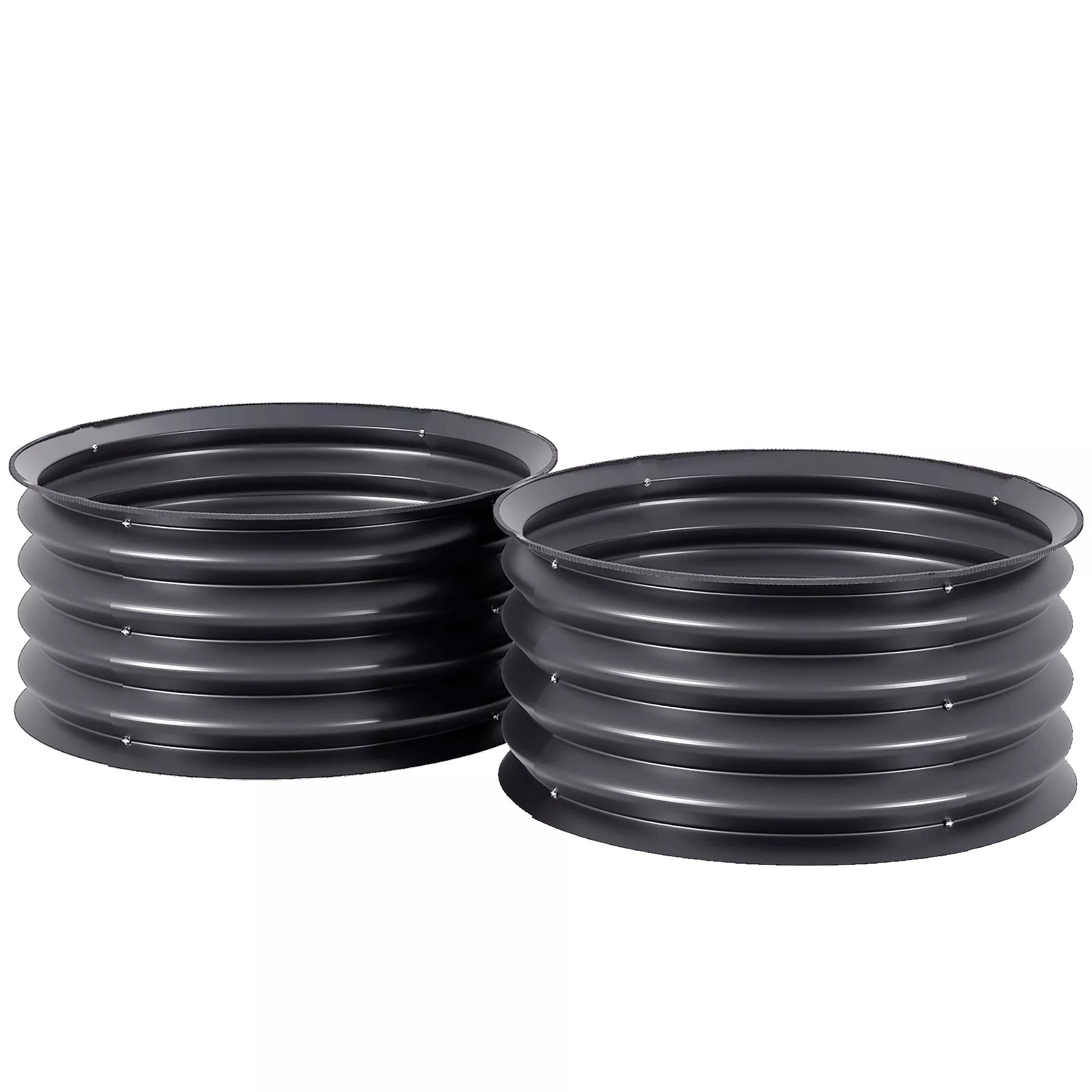 2 vnt. Cinkuoti augalų vazonai, Ø60 x 30H cm Gėlių vazonai su atviru dugnu įvairioms augalams, tamsiai pilki