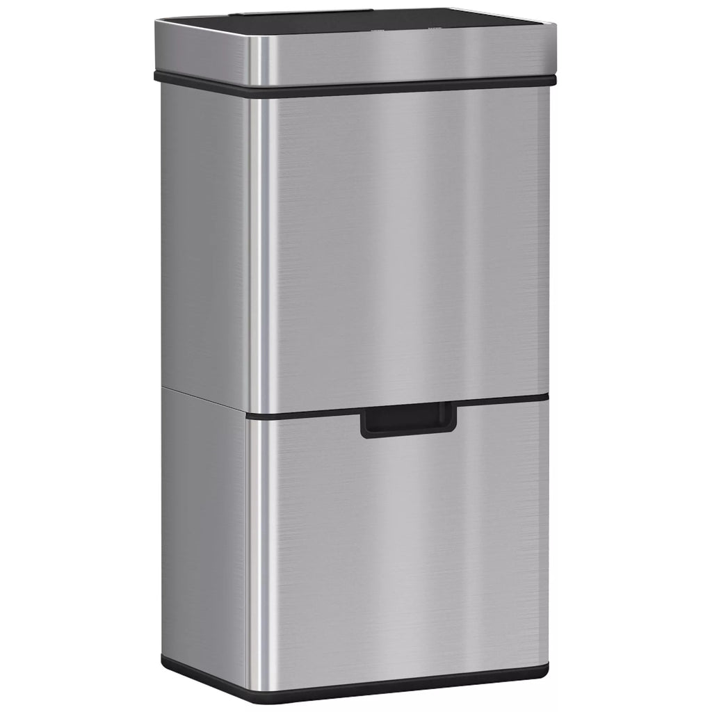 Šiukšliadėžė su jutikliu 47 l + 2 x 12,5 l Automatinė šiukšliadėžė su judesio jutikliu, vandeniui atspari šiukšlių rūšiavimo sistema iš nerūdijančio plieno, skirta virtuvei, sidabrinė