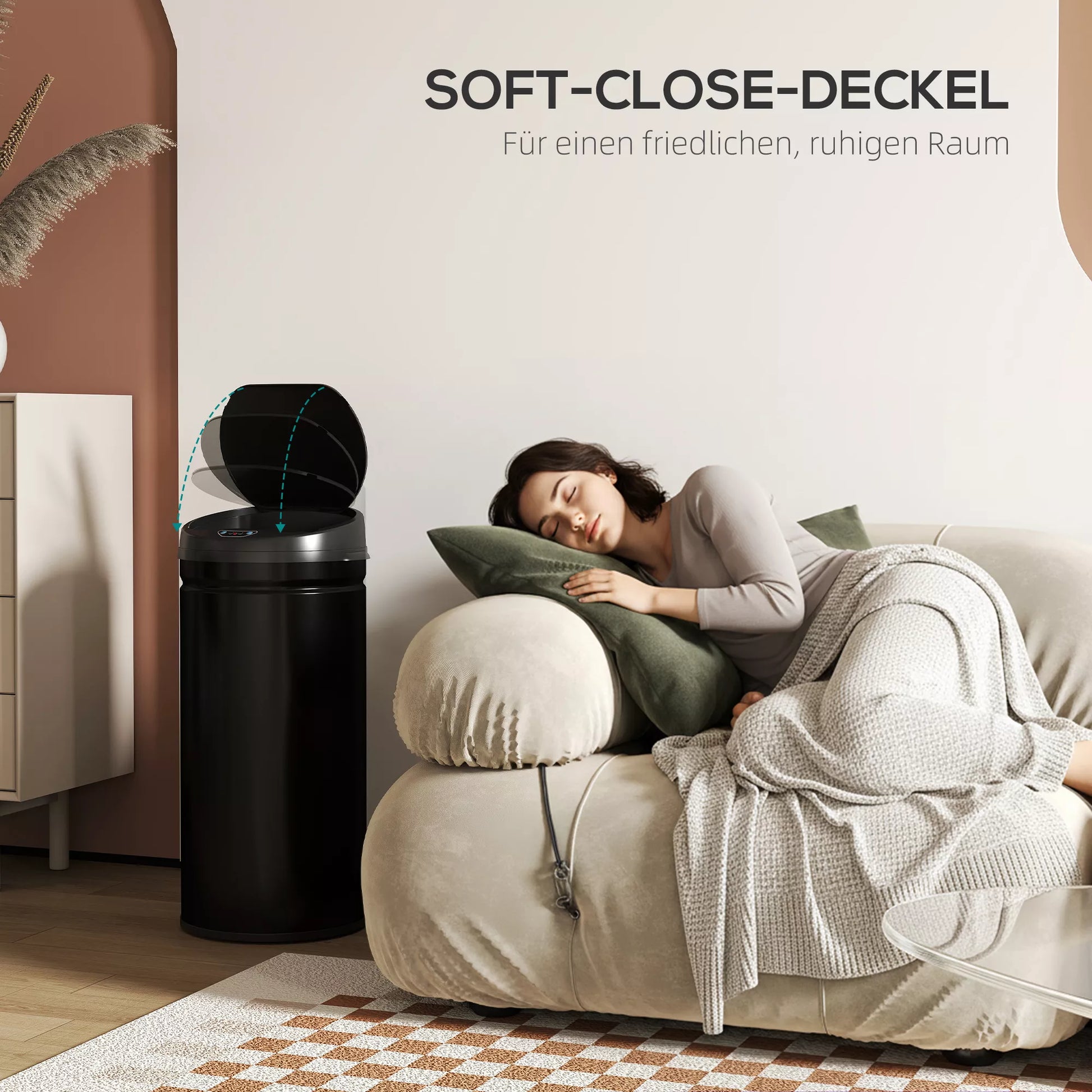 42 litrų talpos šiukšliadėžė su jutikliu ir „Soft-Close“ funkcija, neliestinė nerūdijančio plieno šiukšliadėžė, skirta higieniškoms virtuvėms