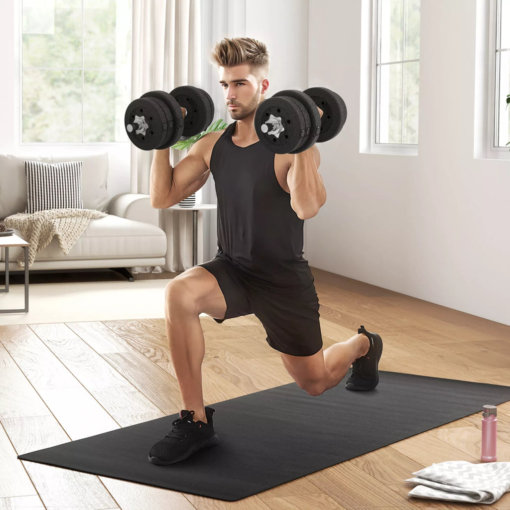 Hantelų rinkinys 25 kg Hantelų rinkinys su hantelų diskais namams, biurui, sporto salėms Plienas Dirbtinė oda Juoda