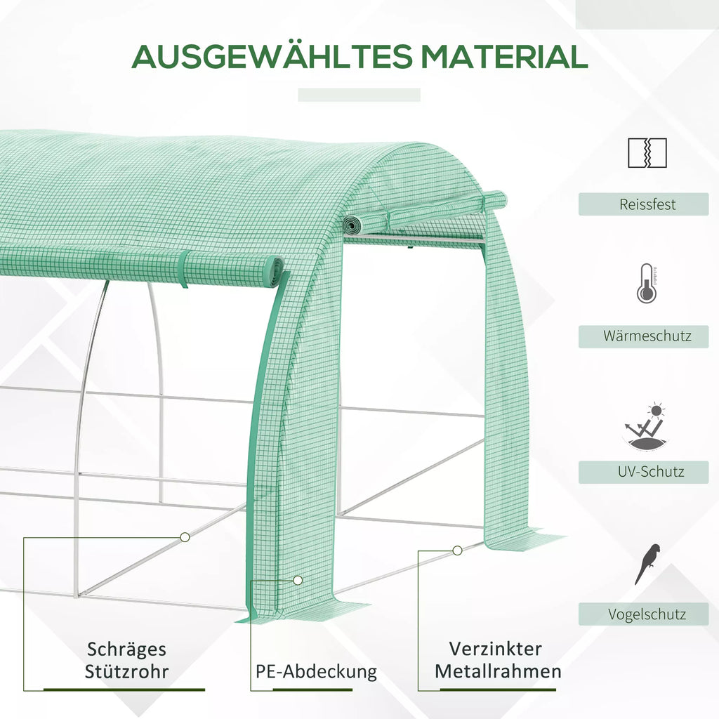 Folių šiltnamis, šiltnamis, įvažiuojamas, tinkliniai langai, metalinis rėmas, 4x3x2m, žalias