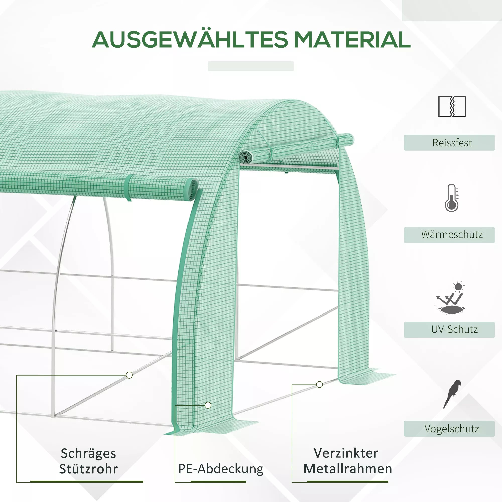 Folių šiltnamis, šiltnamis, įvažiuojamas, tinkliniai langai, metalinis rėmas, 4x3x2m, žalias