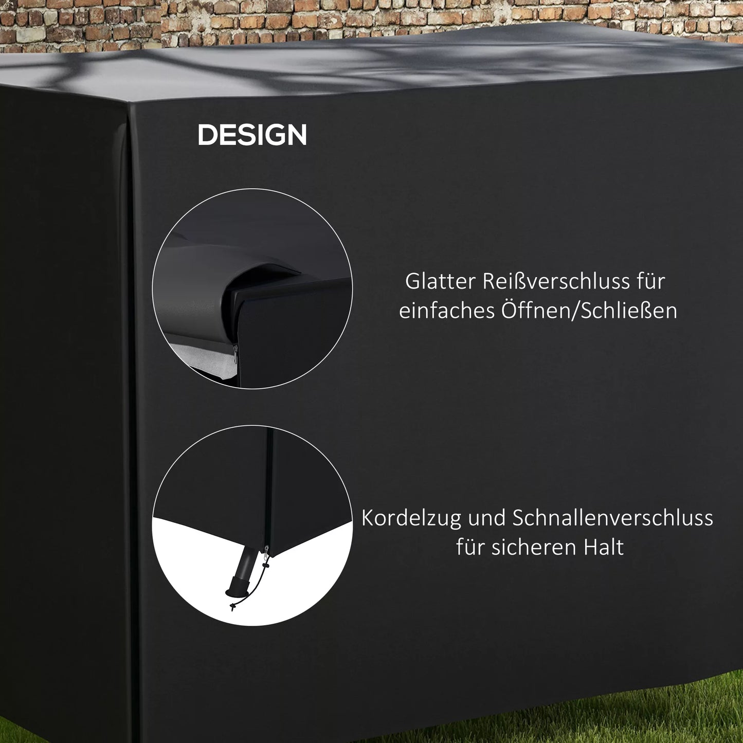 Atsparus vandeniui užvalkalas sodo supynėms (Hollywood tipo), juodas, 205 x 124 x 164 cm