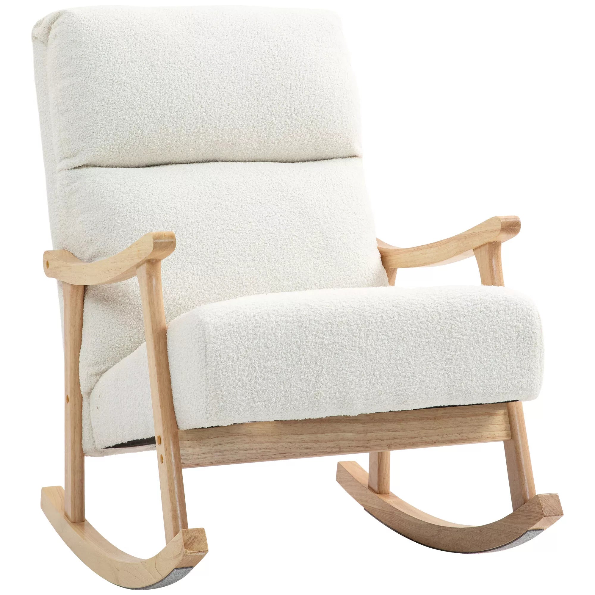 Sūpynės kėdė, aksomo imitacijos audinys, ergonomiška atlošimo dalis, 120 kg apkrova, 65B x 90T x 98H cm, kreminė balta spalva