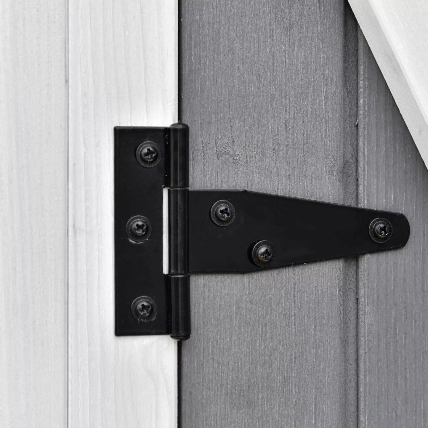 Sodo spinta Įrankių namelis su 2 durimis Įrankių spinta su asfalto stogu Sodo sandėliukas Anti-dumpingo dizainas su poliais Pušies mediena Pilka+Balta 139 x 75 x 160 cm