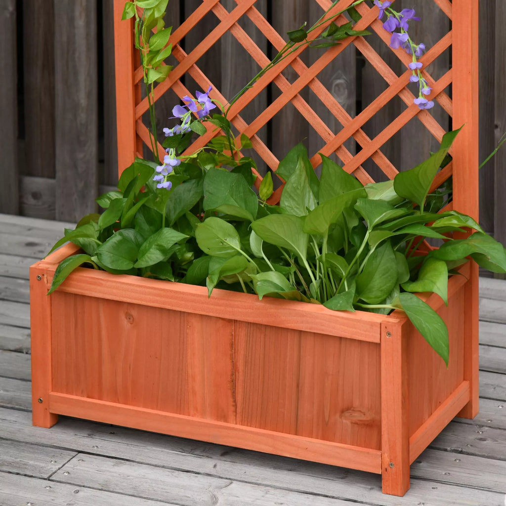 Aukšta pakelta medinė lysvė su grotelėmis 60 x 30 x 122,5 cm – geltona