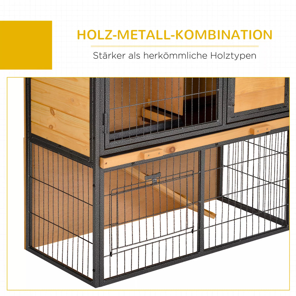 Mažų gyvūnų narvas, pakeltas naminių gyvūnų namelis, narvas su užrakinamomis durimis, medžio ir metalo, šviesiai geltonos spalvos, 89,5 x 45 x 81 cm