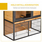 Mažų gyvūnų narvas, pakeltas naminių gyvūnų namelis, narvas su užrakinamomis durimis, medžio ir metalo, šviesiai geltonos spalvos, 89,5 x 45 x 81 cm