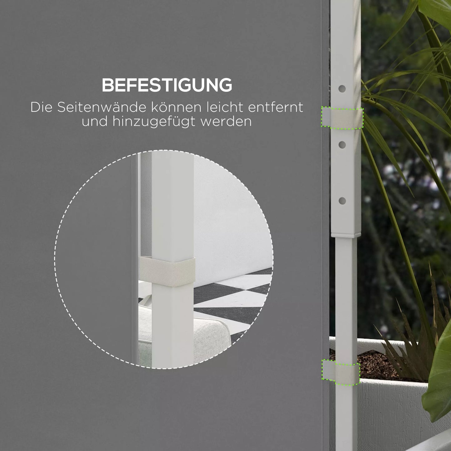 Pavilion užuolaidos, 2 vnt. rinkinys, skirtas 3x6 m arba 3x3 m sodo paviljonams, su langais ir durimis, šviesiai pilkos spalvos