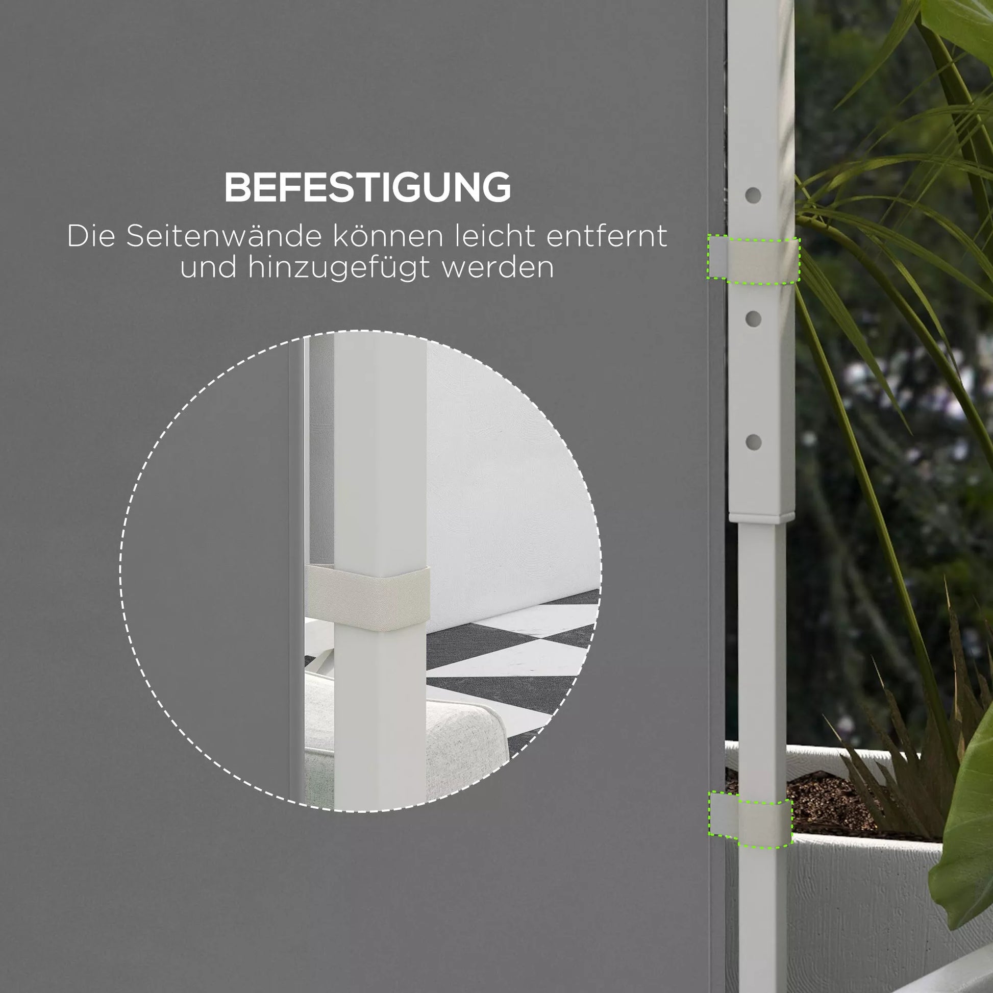 Pavilion užuolaidos, 2 vnt. rinkinys, skirtas 3x6 m arba 3x3 m sodo paviljonams, su langais ir durimis, šviesiai pilkos spalvos