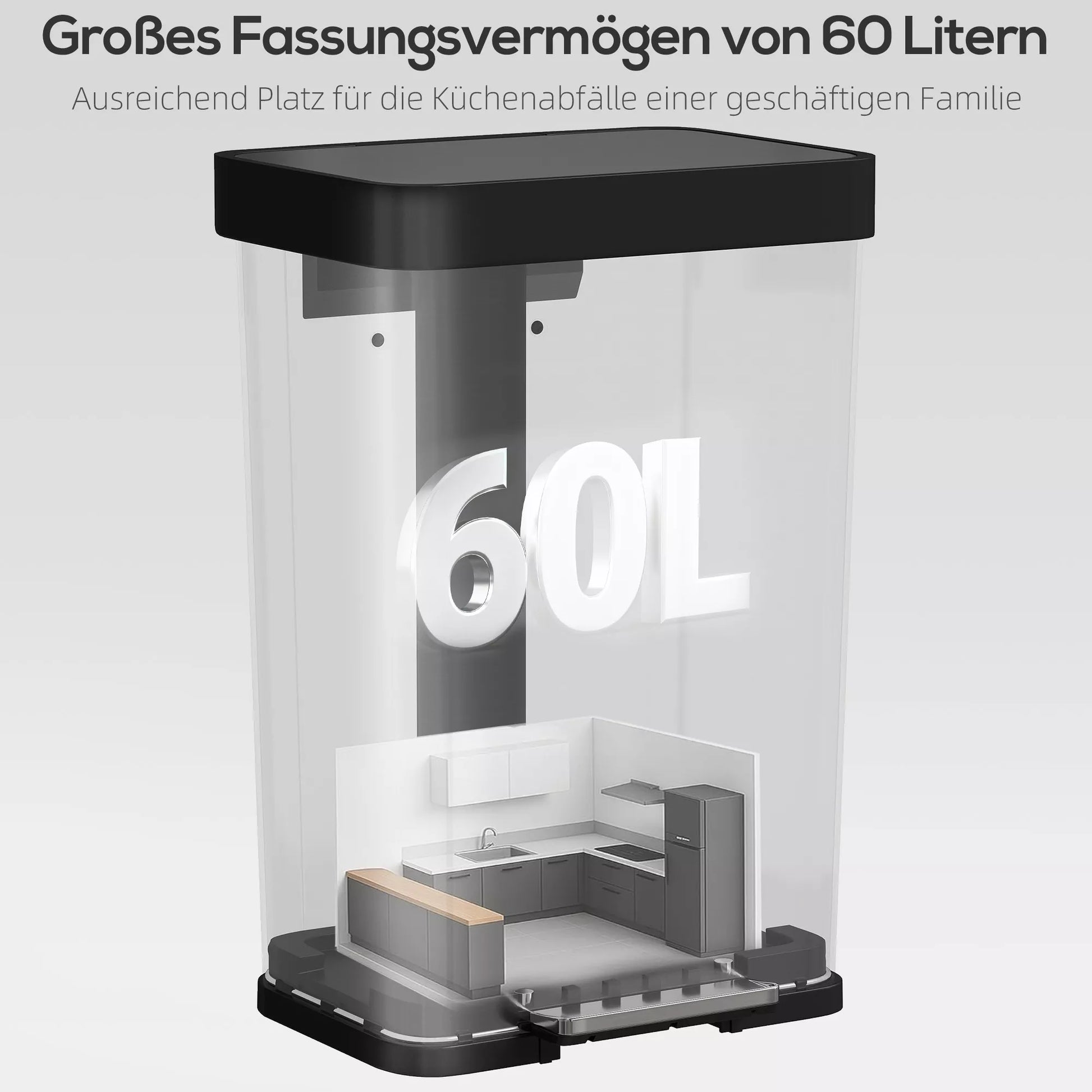 60 l šiukšliadėžė su pėdos pedalu, nerūdijančio plieno šiukšliadėžė su švelniai uždaromu dangčiu, sidabrinės spalvos