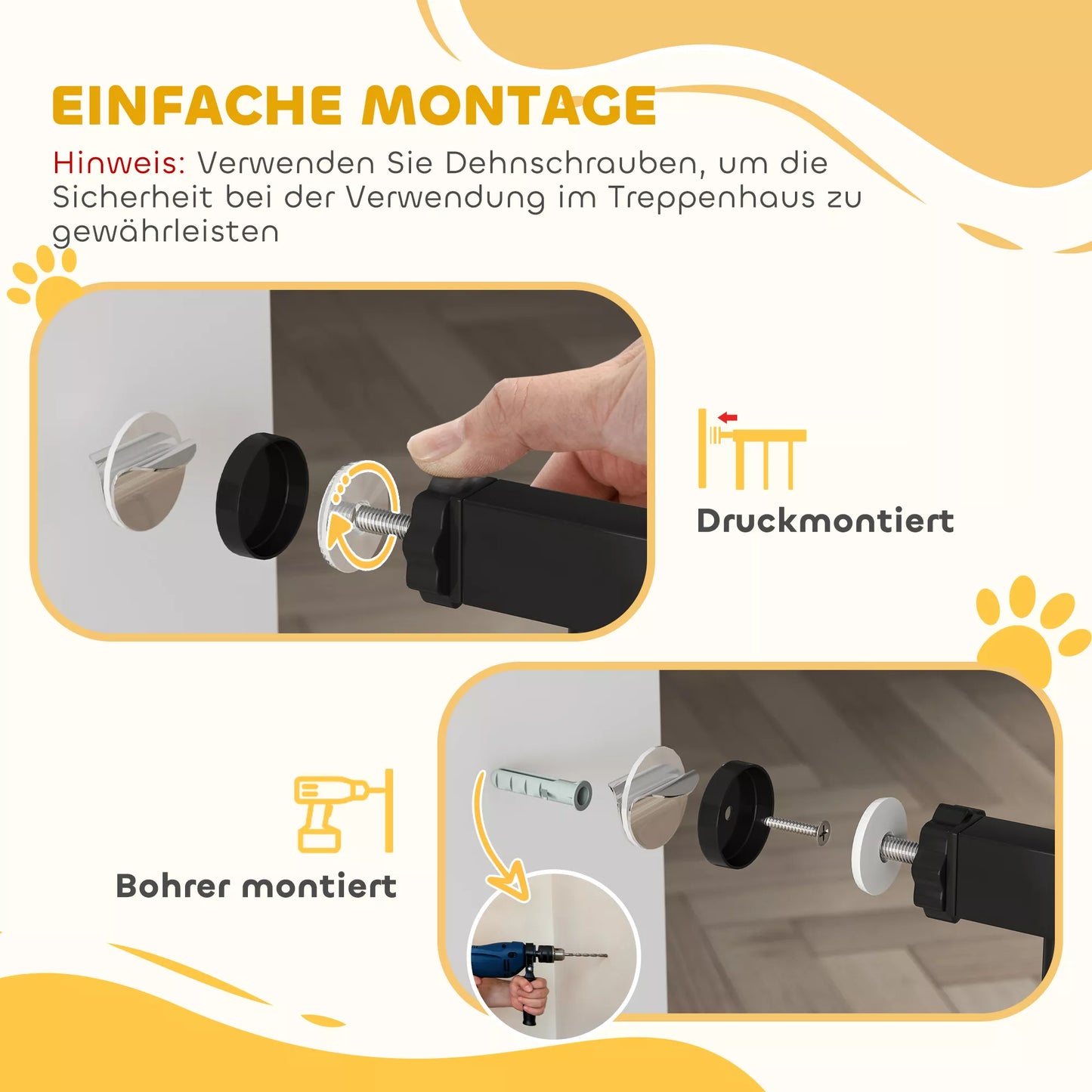 Šunų apsauginis barjeras, tvirtinamas spaustuvu, reguliuojamas ilgis, plienas/ABS, 75-115 x 76cm, juodas