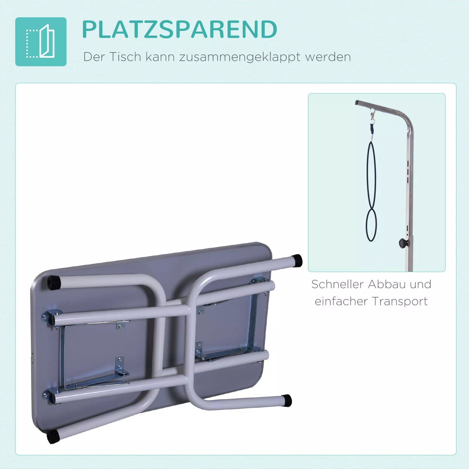 Sulankstomas kirpimo stalas Gyvūnų priežiūros stalas Kirpimo stalas Šunų ir kačių priežiūros stalas Metalo Juodas 81 x 48,5 x 80 cm