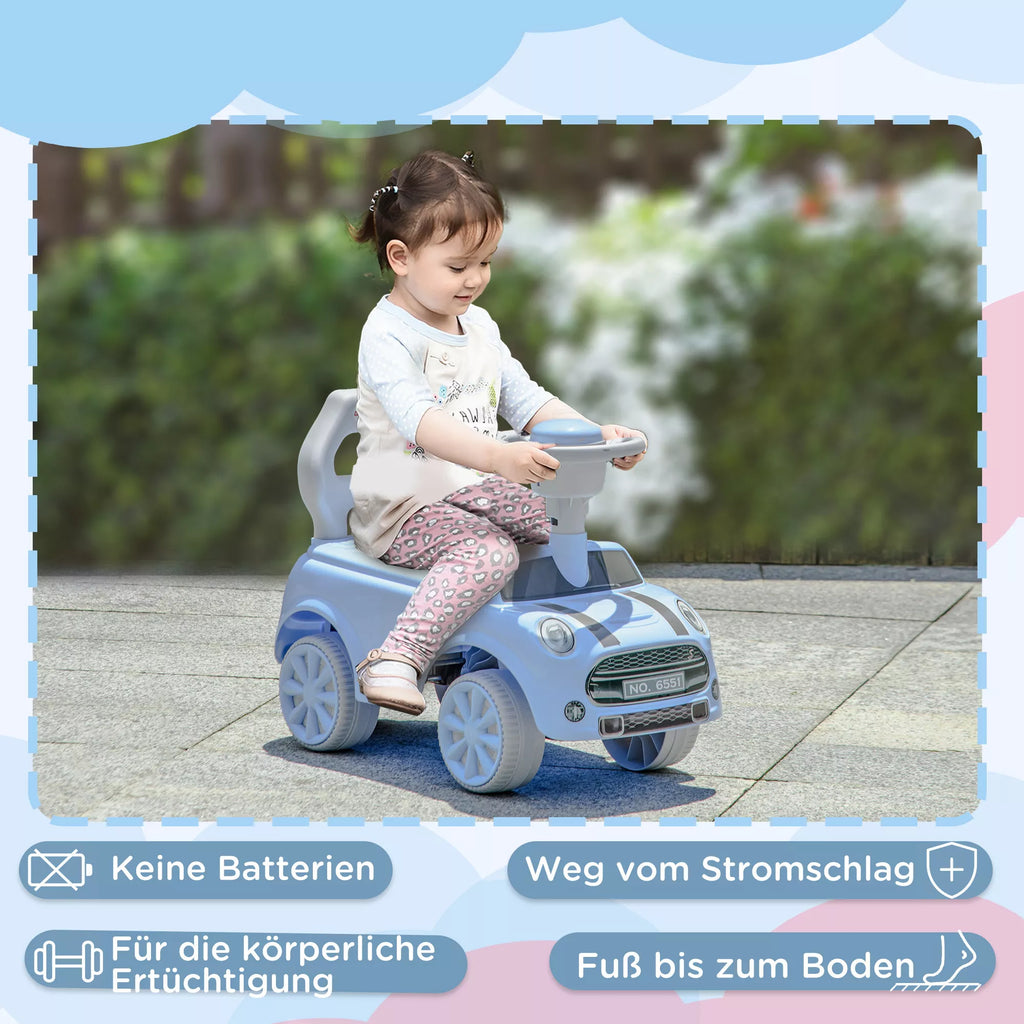 Paspiriamas automobilis vaikams nuo 18 mėn., iki 25 kg, šviesiai mėlynas