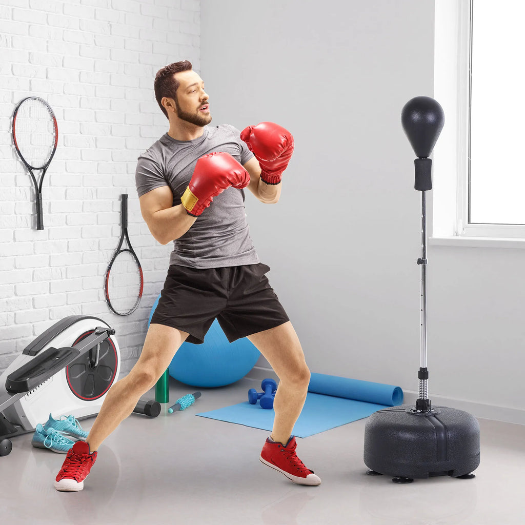 Punchingball Set Standbox treniruočių rinkinys 136–154 cm aukščio reguliuojamas su 1 pora pirštinių Tinka profesionalams ir pradedantiesiems Juodas