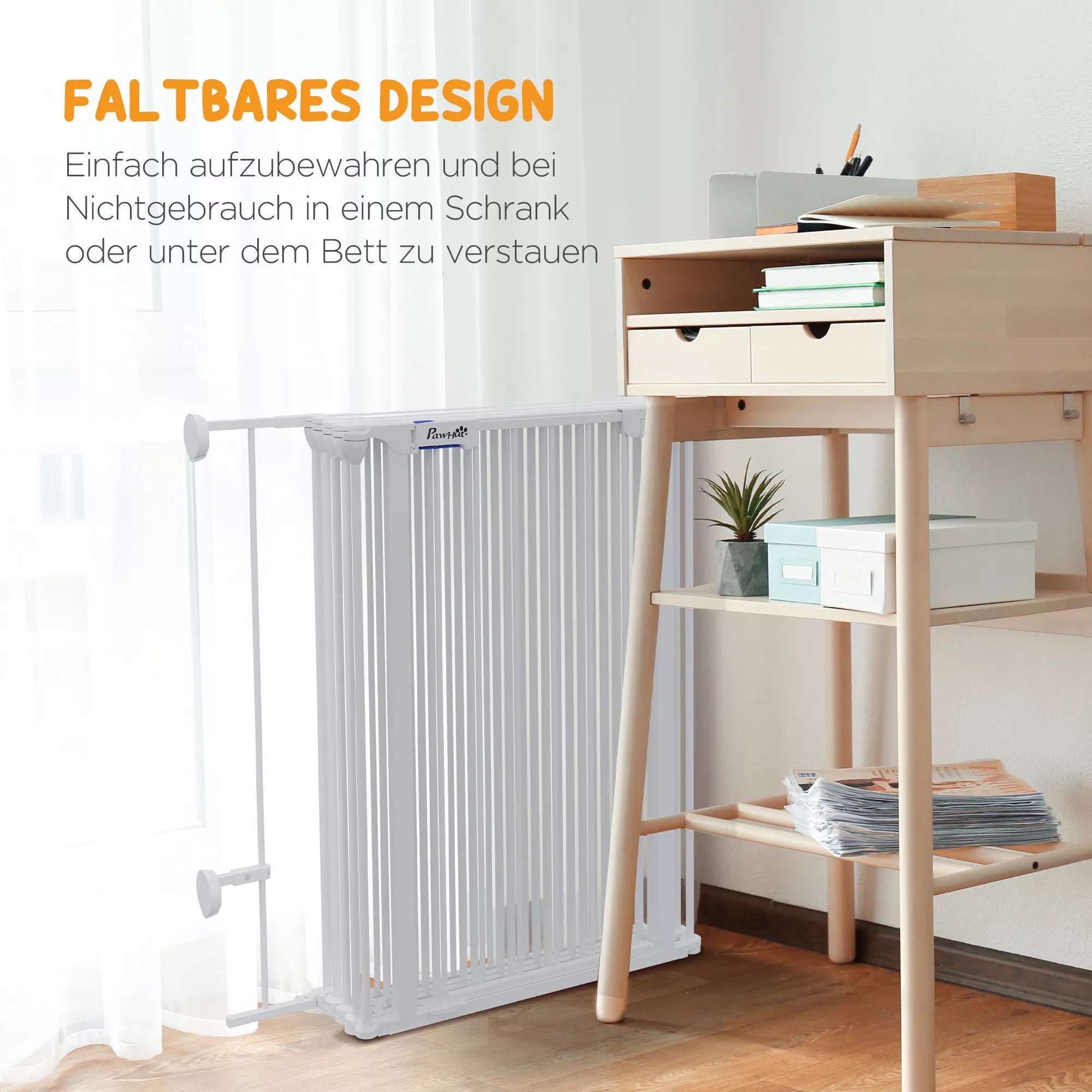 2-in-1 šuniukų aptvaras ir užtvaras, 8 sekcijos, užrakinamos durys, plienas, 90 cm aukščio, baltos spalvos