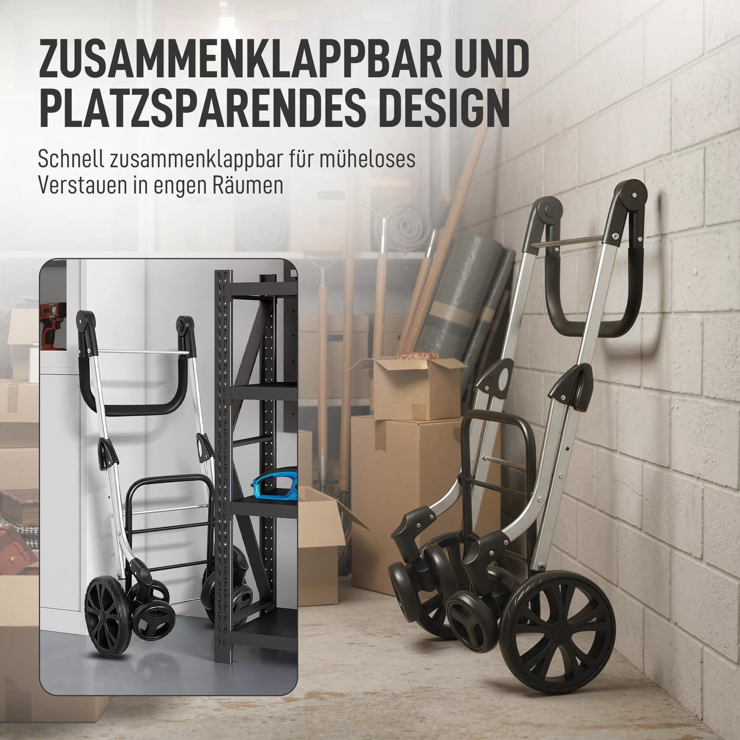 Pirkinių vežimėlis, 46 litrų talpos krepšys, sulankstomas pirkinių vežimėlis su termo maišeliu, reguliuojama rankena, aliuminio rėmas, pilkas