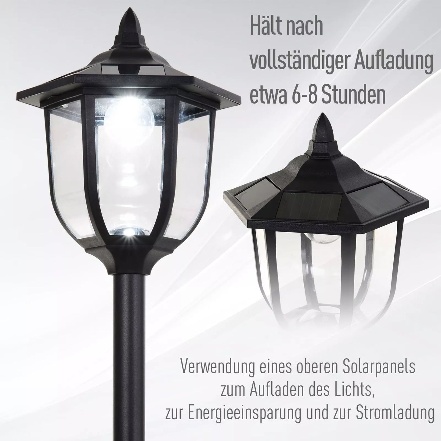 Saulės LED sodo žibintas, plastikinis žibintas, lauko šviestuvas vidui ir laukui, 177 cm aukščio, sodo šviestuvas, 30/60 liumenų, sodui, balkonui, dekoracijai, juodas