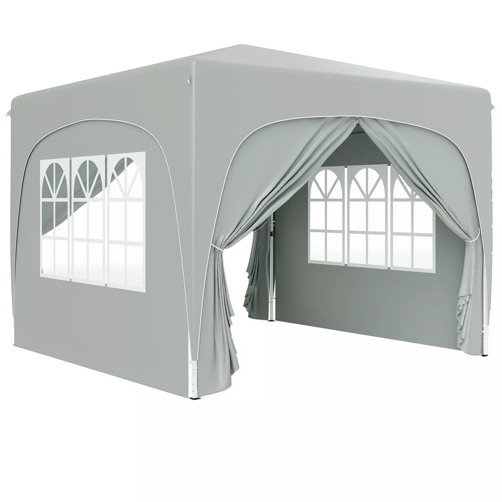3 x 3 m Paviljonas, „Pop-up“ sodo palapinė su šoninėmis sienelėmis ir nešiojimo krepšiu, UPF50+, reguliuojamo aukščio, smėlio spalvos