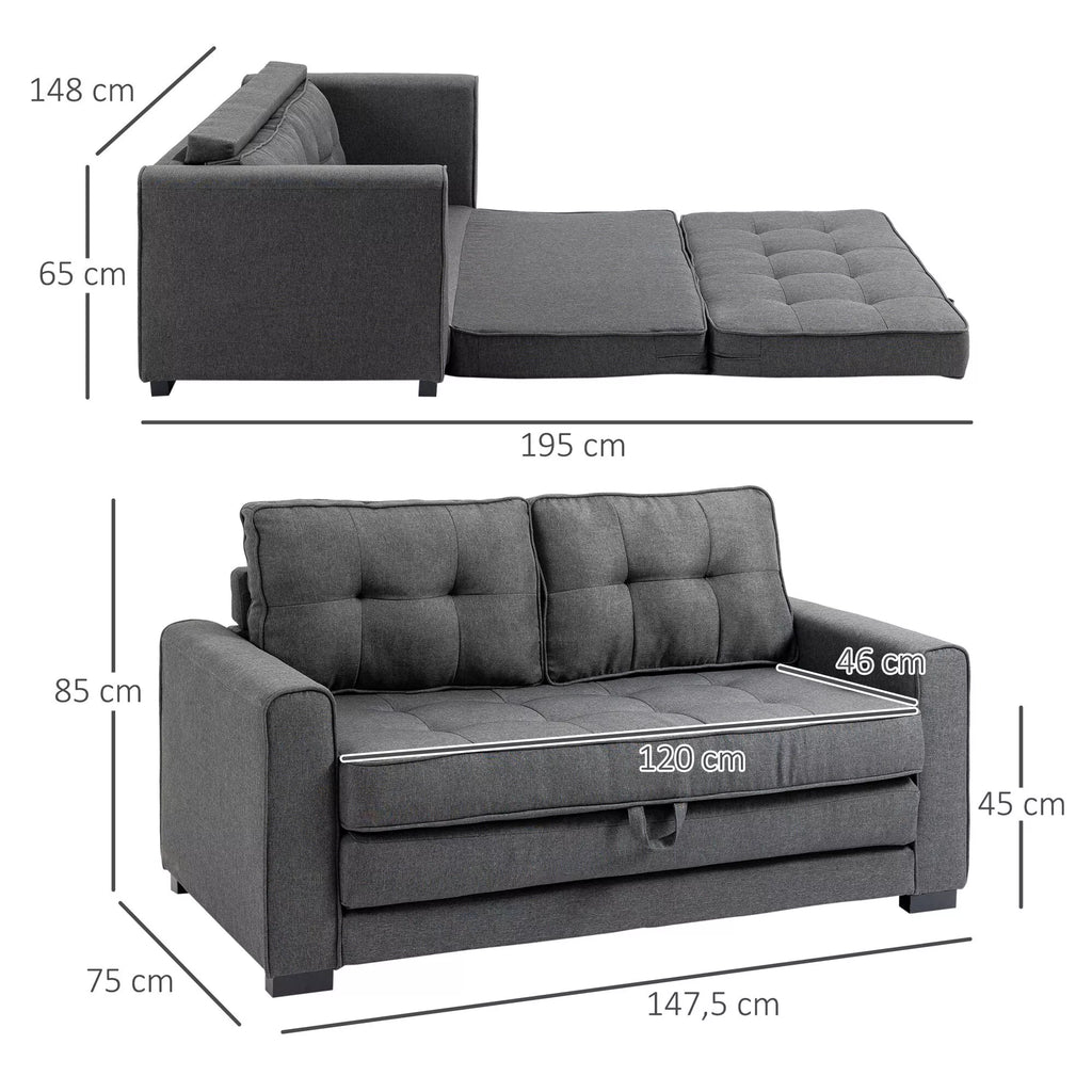 Miegamoji sofa su patalynės dėže, pilka, 147,5 x 75 x 85 cm