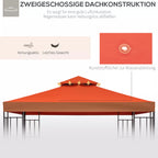 Pavilion 3x3m atsarginis stogas, atsparus vandeniui Paviljono stogas metaliniam paviljonui Paviljono atsarginis stogas Sodo paviljonas Šventinis palapinė Sodo palapinė Poliesteris Rūdžių raudona
