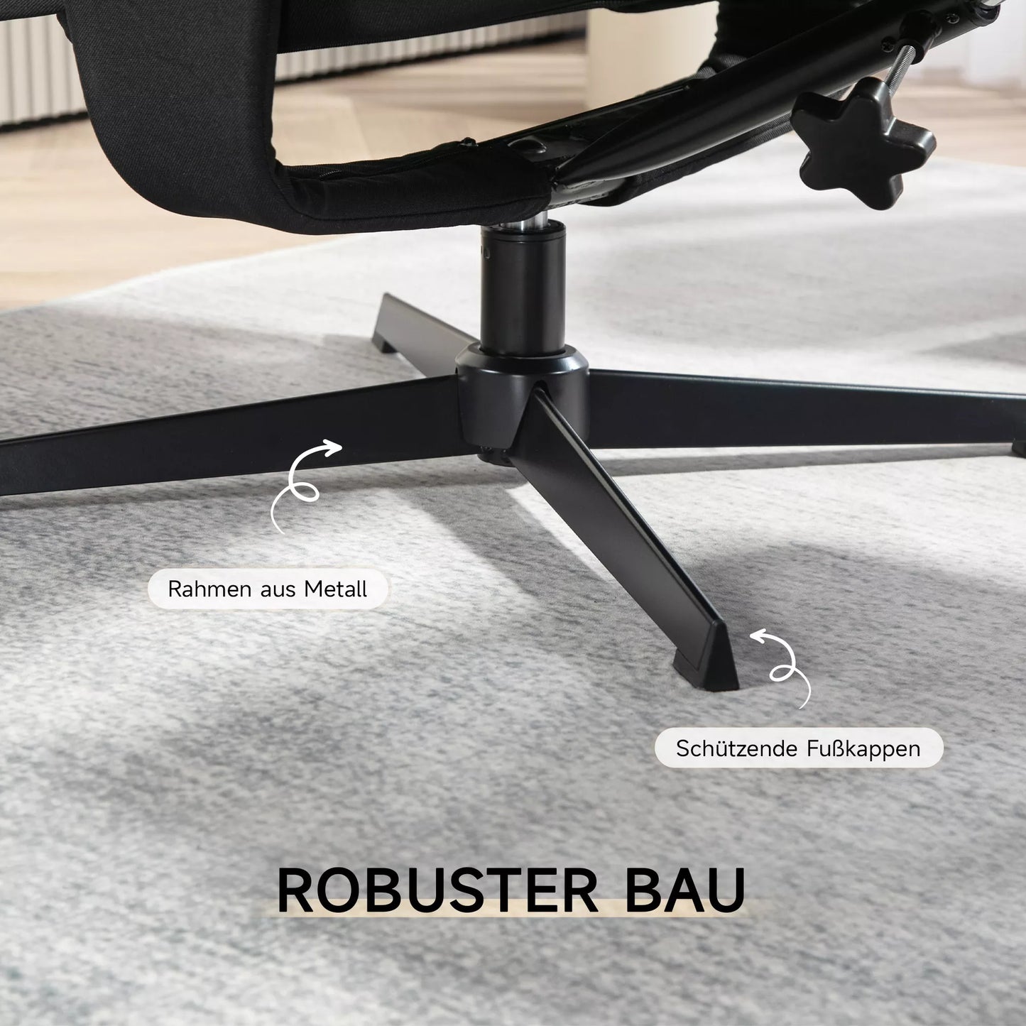 Poilsio krėslas su pakoja, sukamasis, su sūpynių funkcija, aksomo išvaizda, iki 150 kg, juodas