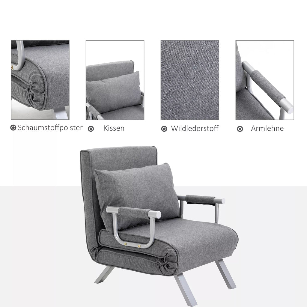Sofa-lova su reguliojamu atlošu, 185,5 cm, pilka