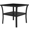 Polyrattan sodo stalas, 50 x 50 x 45 cm, atsparus atmosferos poveikiui, pagalbinis stalas 4 asmenims, kvadratinis su stikliniu stalviršiu