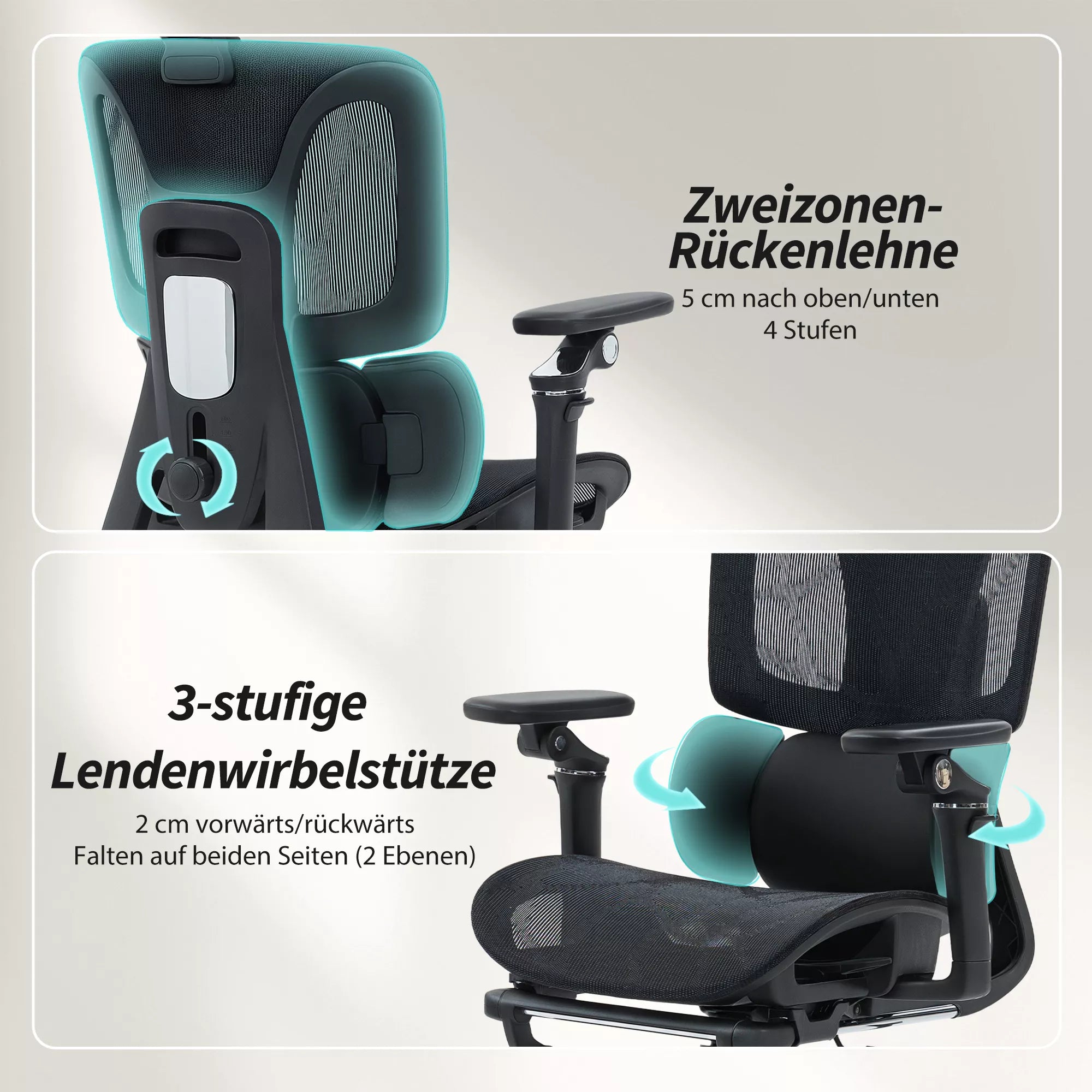 Biuro kėdė Ergonomiška darbo kėdė su reguliuojamu juosmens ir galvos atlošu 6D atlenkiamais porankiais Pėdų atrama Tinklelis Juoda