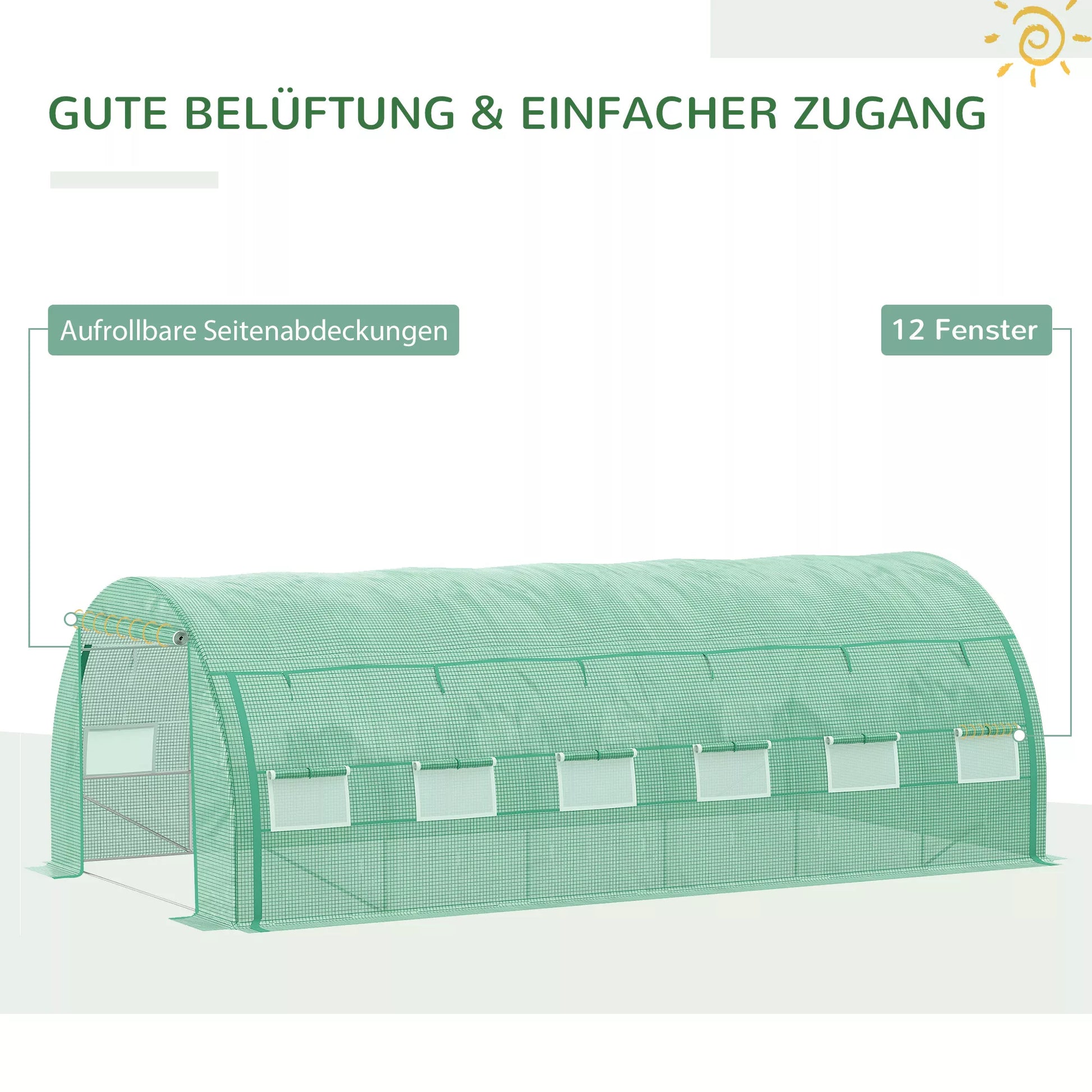 Plėvelės šiltnamis Polytunnel 6 x 3 x 2 m, įeinamas šiltnamis su suskleidžiamais dangčiais Plėvelės tunelis Šiltnamis UV apsauga Plieninis vamzdis Žalias