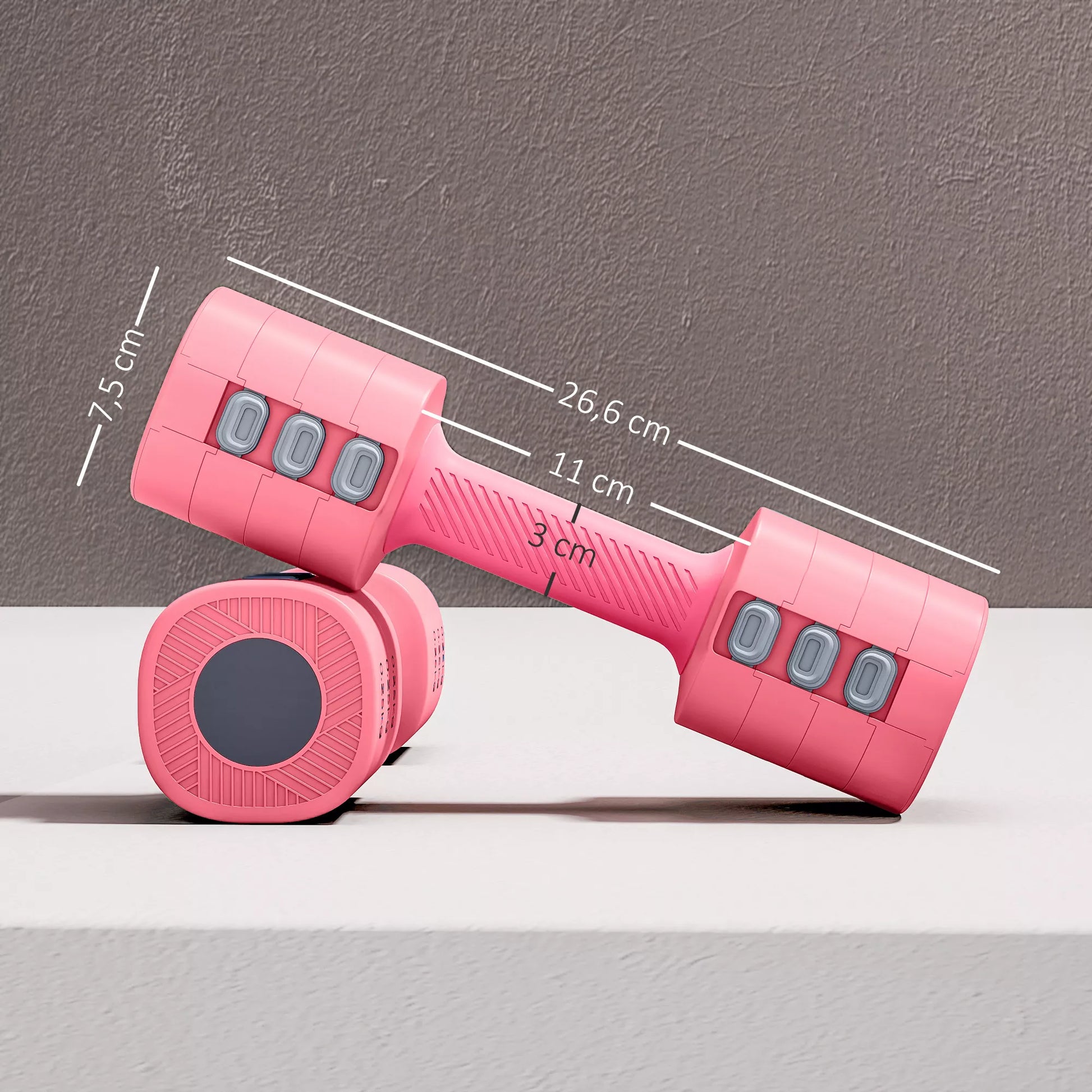 Hantelių rinkinys, reguliuojamas svoris, kvadratinė forma, universalus, metalinis vidus, raudonas