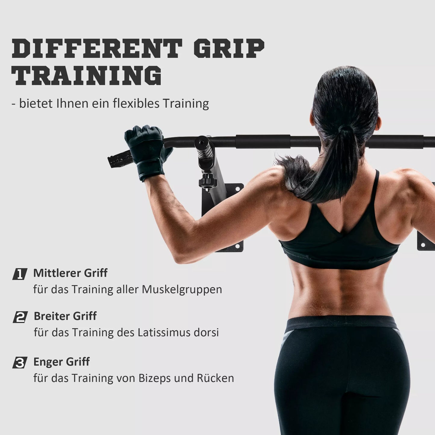 Sukinėjimosi strypas (Traukimo strypas) montuojamas prie sienos arba lubų, atlaiko iki 150 kg, daugiafunkcinis traukimo strypas su neslystančiomis rankenomis, saugus ir stabilus traukimo strypas sportui namuose, plieninis, juodas