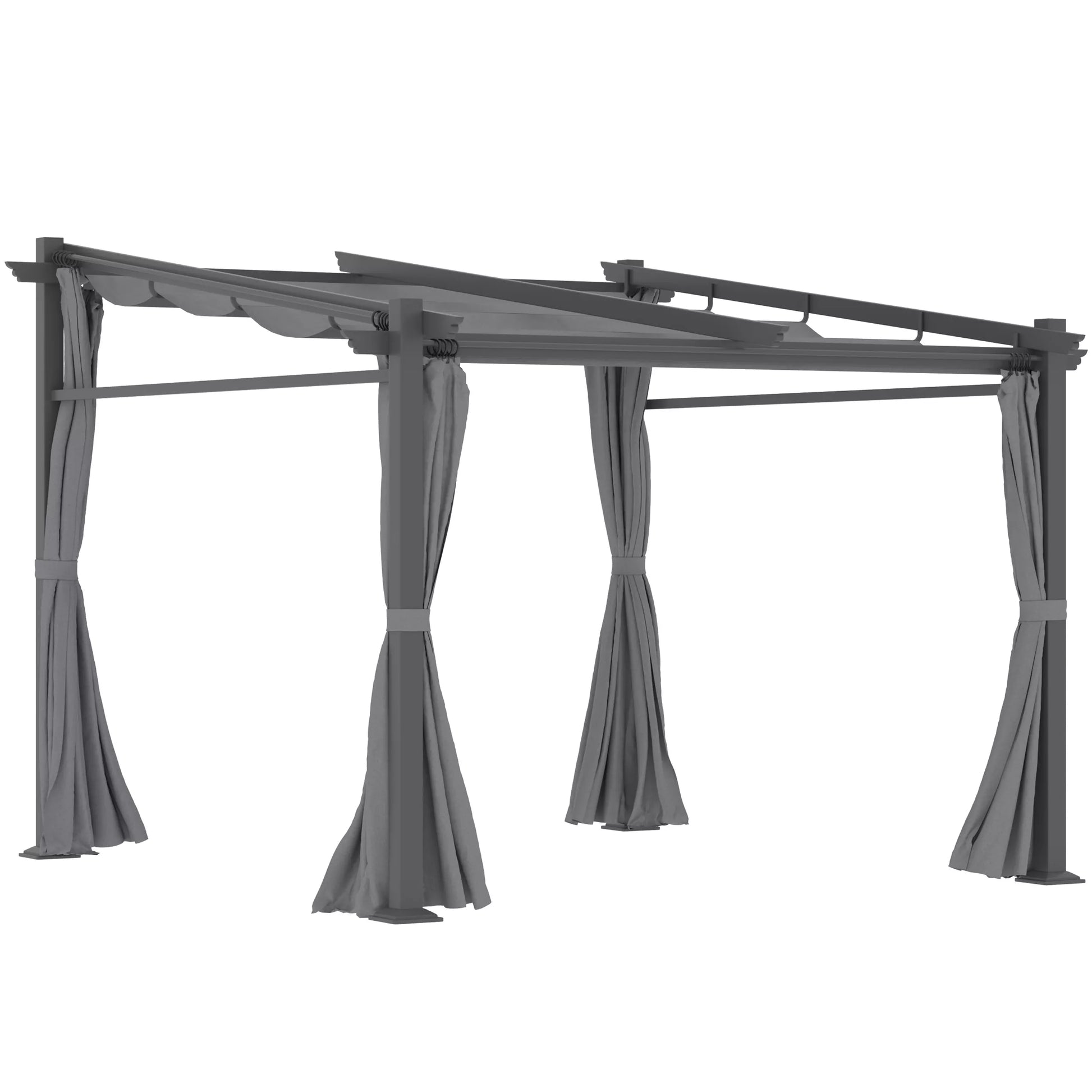 Pergola, įskaitant tvirtinimo medžiagas, ištraukiamas stogas, 2,97 m x 2,95 m x 2,3 m, tamsiai pilka