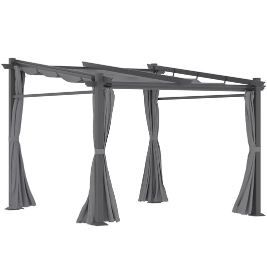 Pergola, įskaitant tvirtinimo medžiagas, ištraukiamas stogas, 2,97 m x 2,95 m x 2,3 m, tamsiai pilka