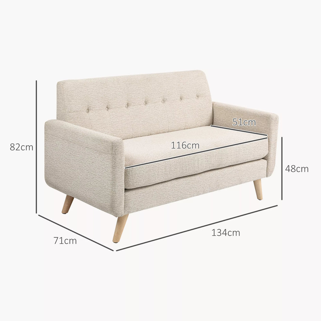 Dvivietė sofa, minkšta ir patogi, 134 cm, smėlio spalvos