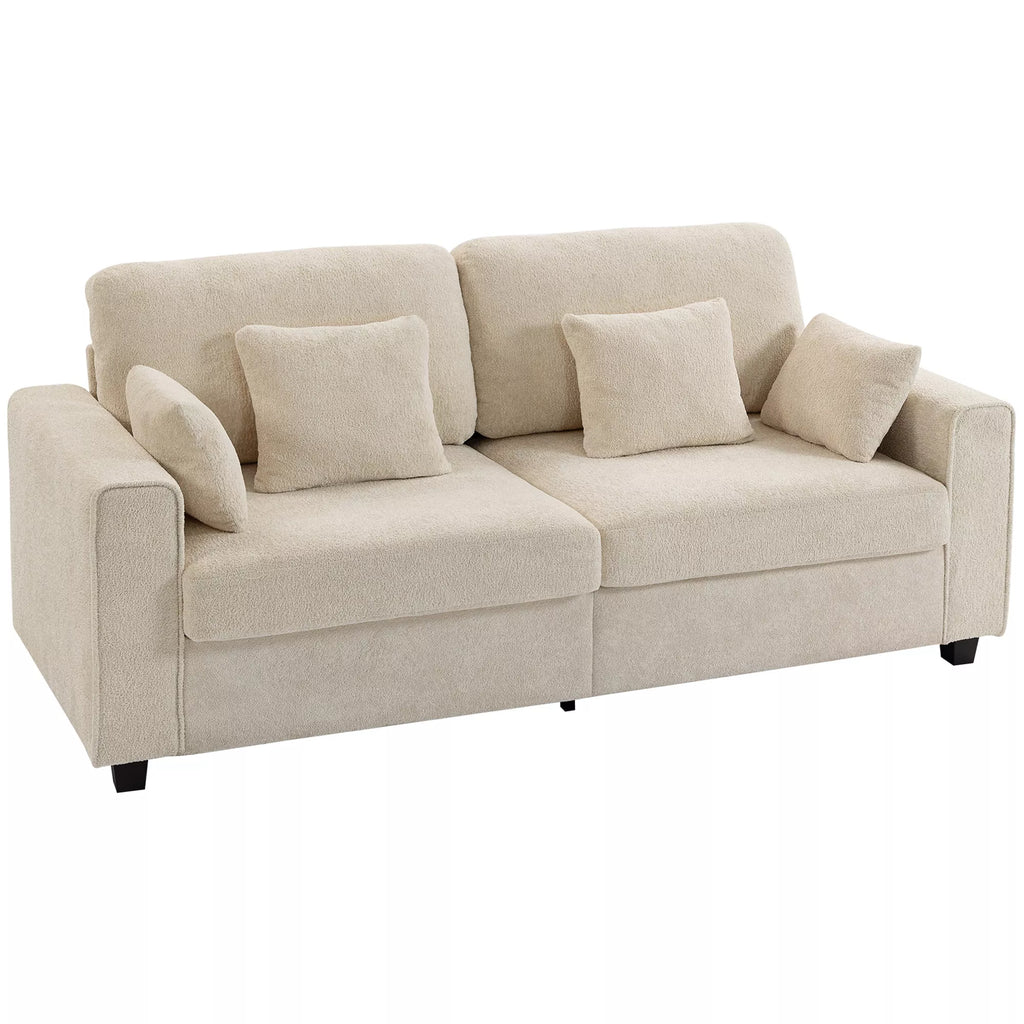 Trivietė sofa, smėlio spalvos, aksomo apmušalai, 211 cm