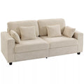 Trivietė sofa, smėlio spalvos, aksomo apmušalai, 211 cm